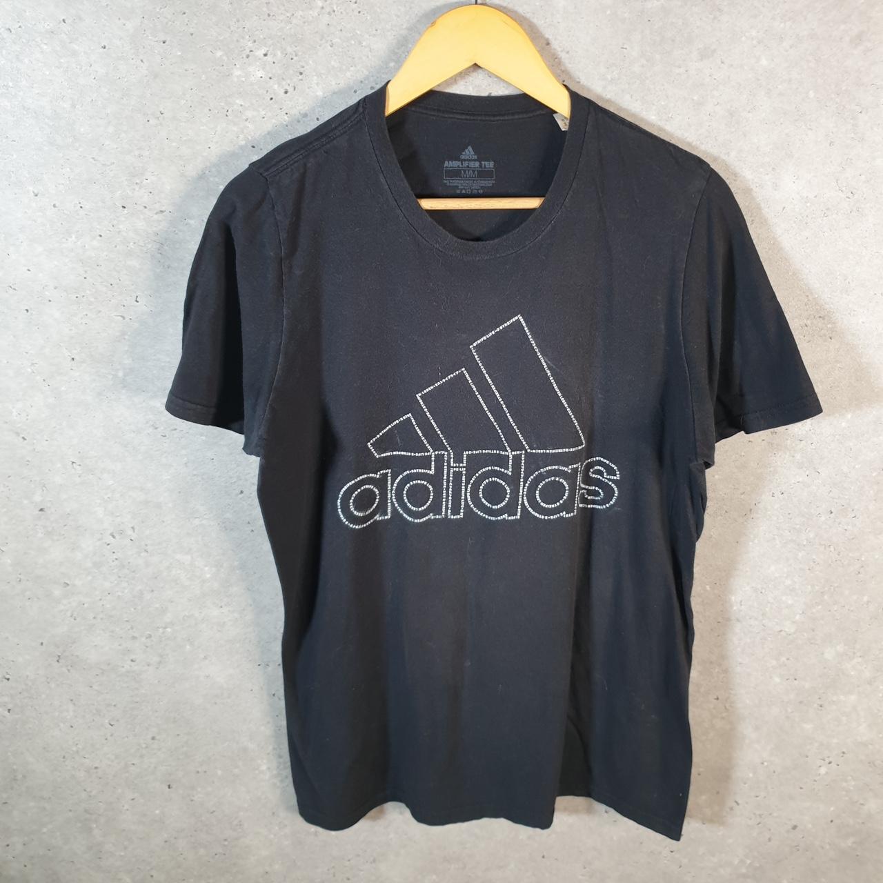 Vintage Adidas Amplifier T Shirt Men’s Medium Black Three Stripes Logo Athletic