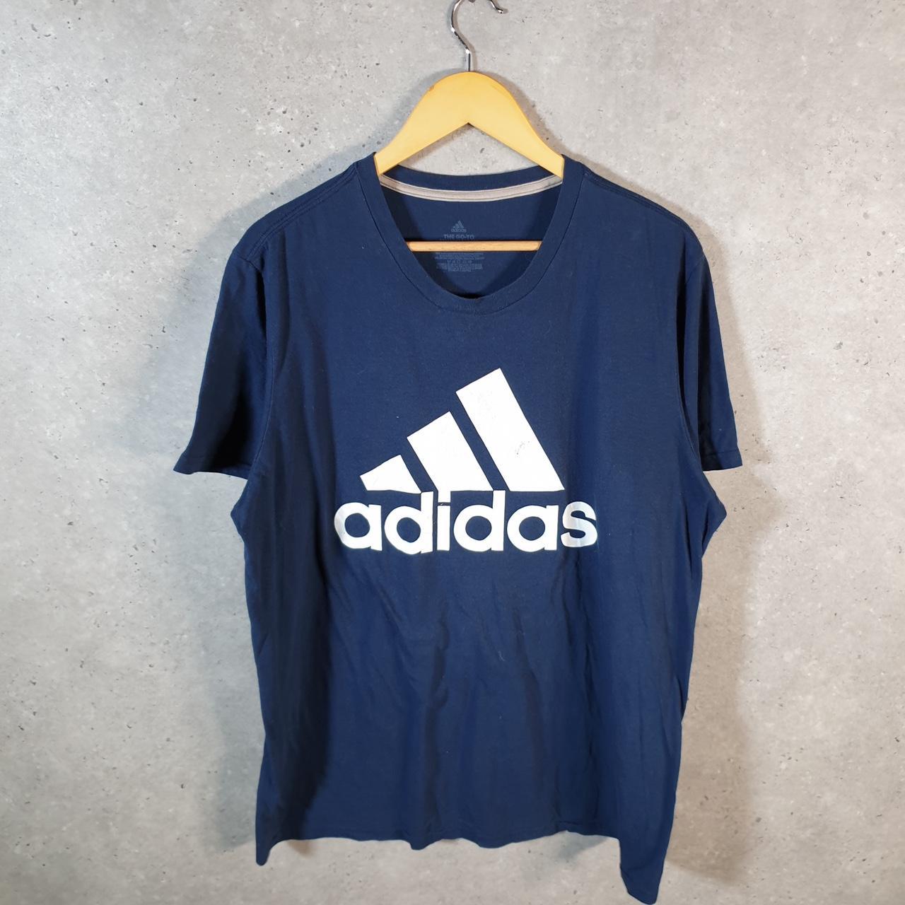 Vintage Adidas Go To Performance Tee T Shirt Men’s XL Navy Blue Three Stripes Athletic