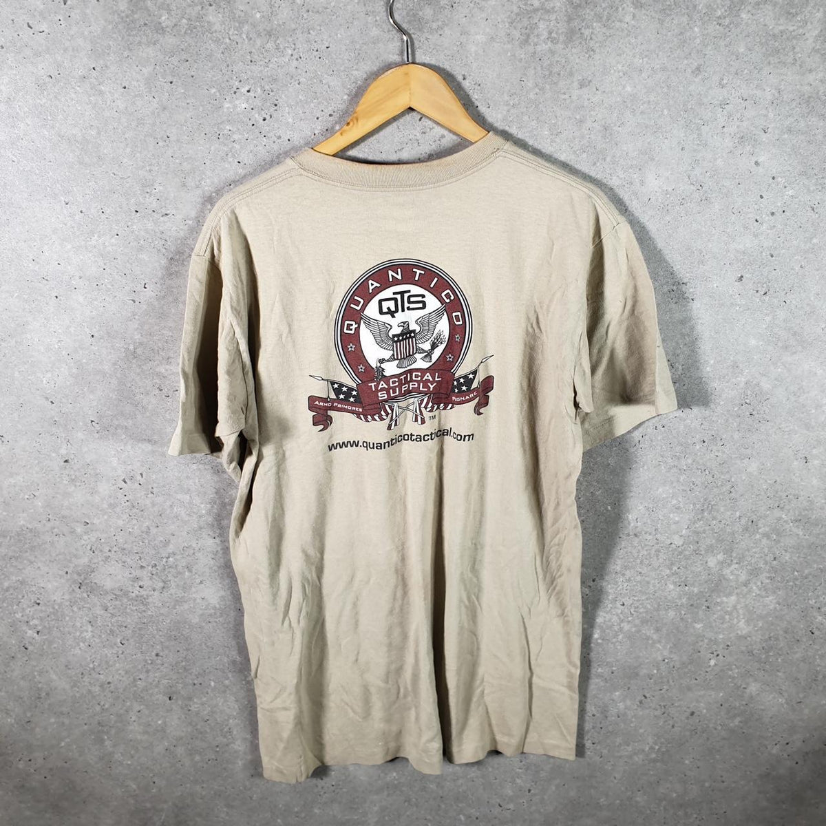 Vintage Duke Quantico Tactical Supply 90s USA Single Stitch T Shirt Men’s Large Beige