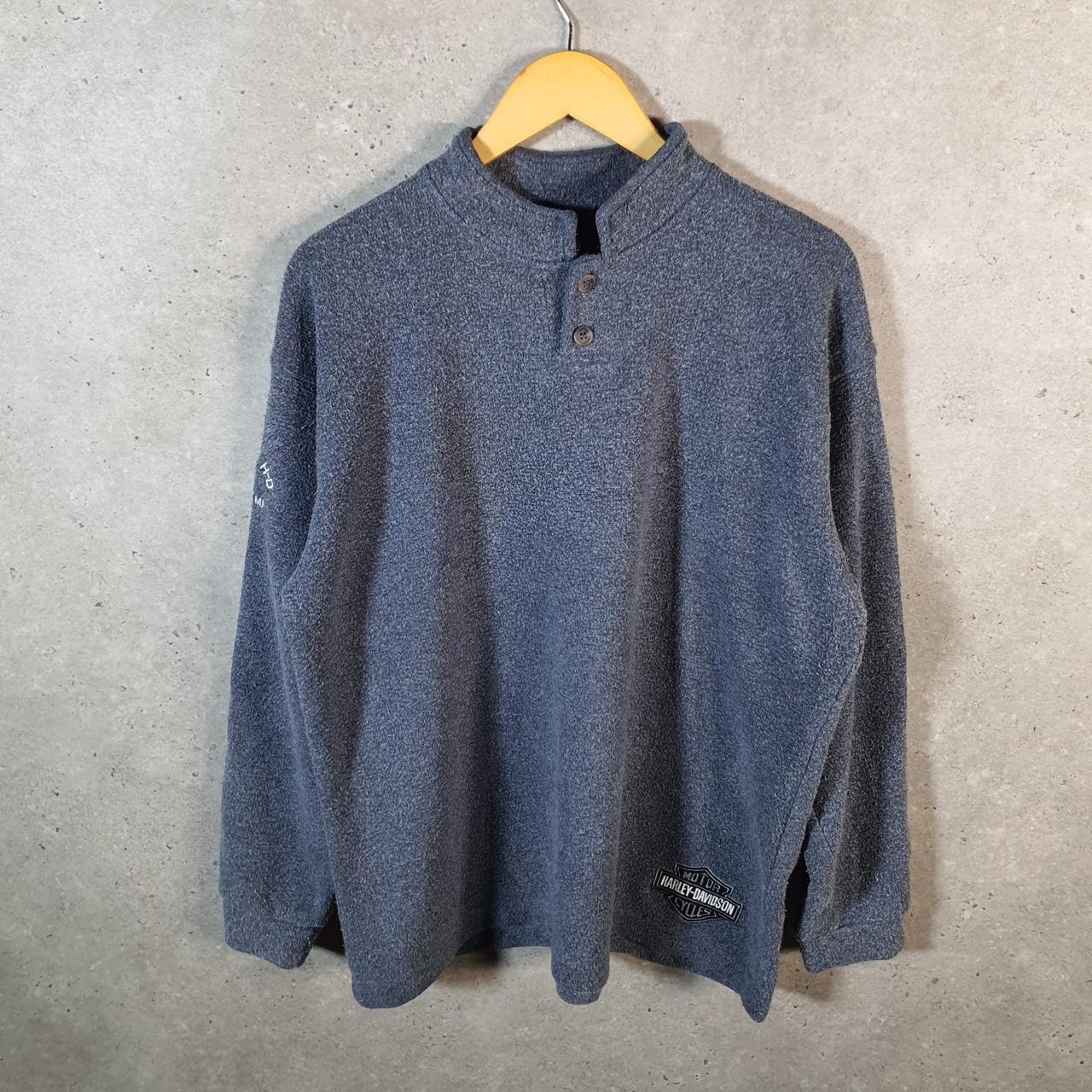 Vintage Harley Davidson 1/4 Button Sweatshirt Mens XL Grey Pullover USA