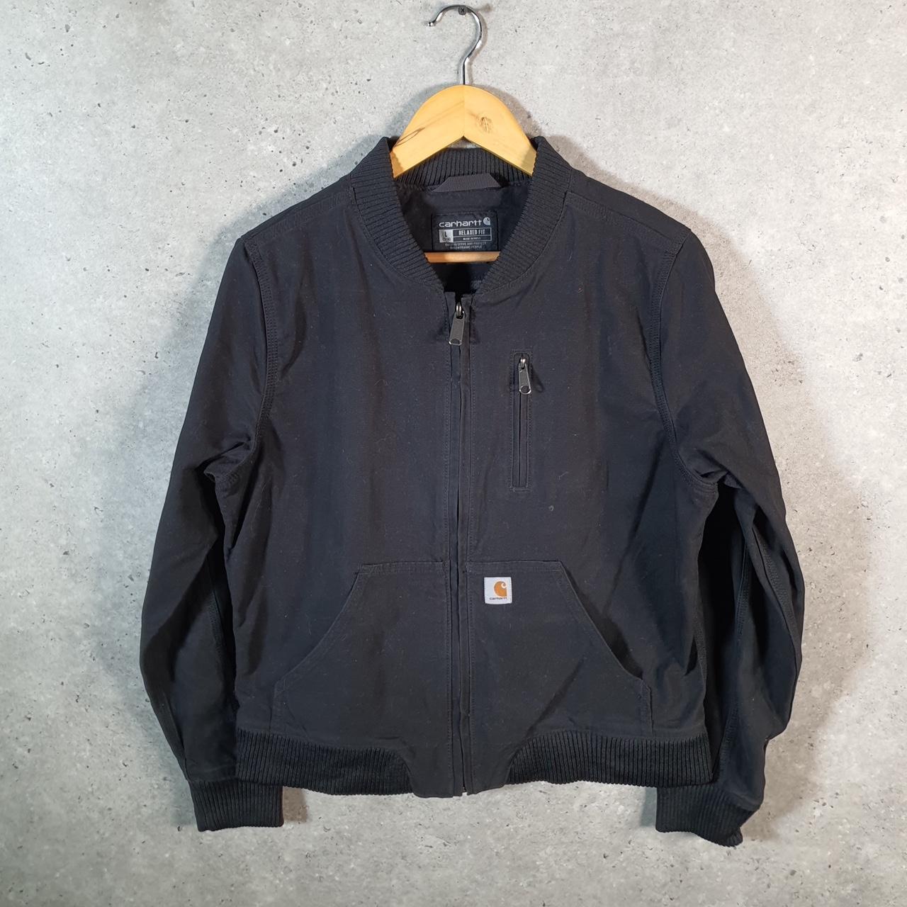 Vintage Carhartt Bomber Rugged Flex Jacket Womens Large Black Workwear Canvas USA G2106