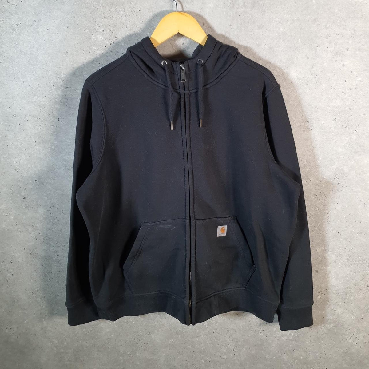 Vintage Carhartt Hoodie Womens XL Black Full Zip Blank USA Original Fit