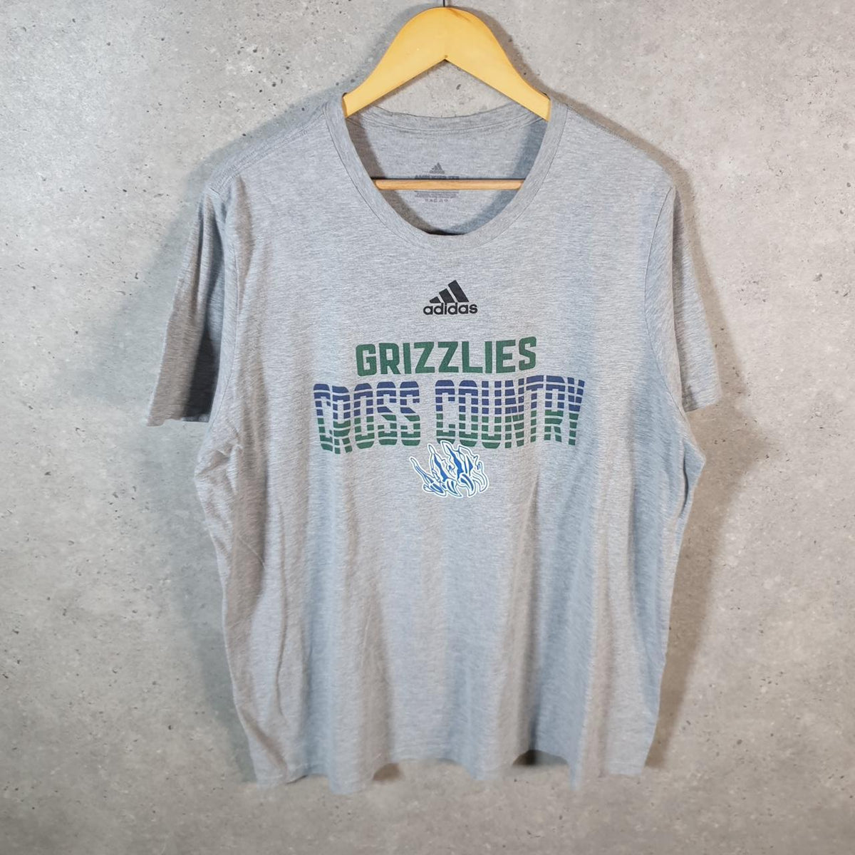 Vintage Adidas Amplifier Grizzlers Cross Country T Shirt Men’s XL Grey Three Stripes Logo Athletic