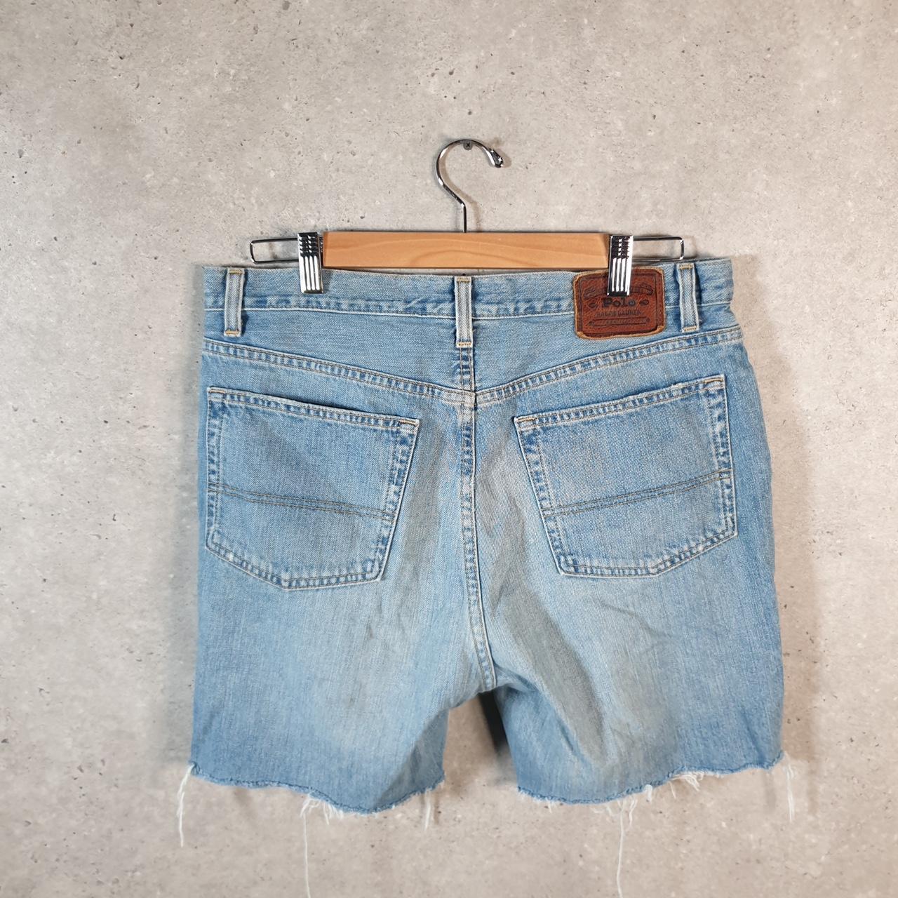 Vintage Ralph Lauren Polo Shorts Jorts Denim Jean Cargo Men’s W34 Blue Baggy Cotton