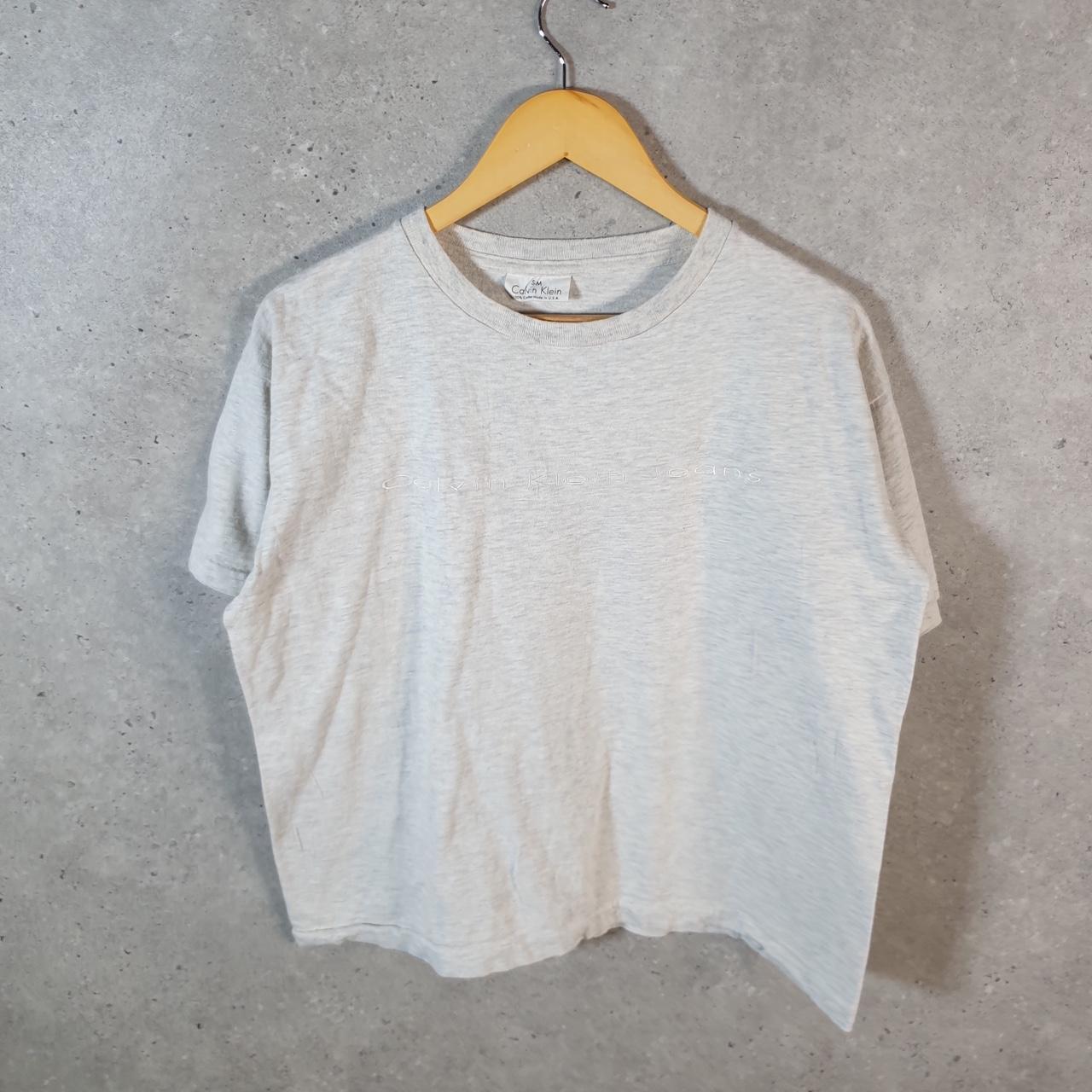 Vintage Calvin Klein Spellout T Shirt Men’s Small Grey Casual Sports