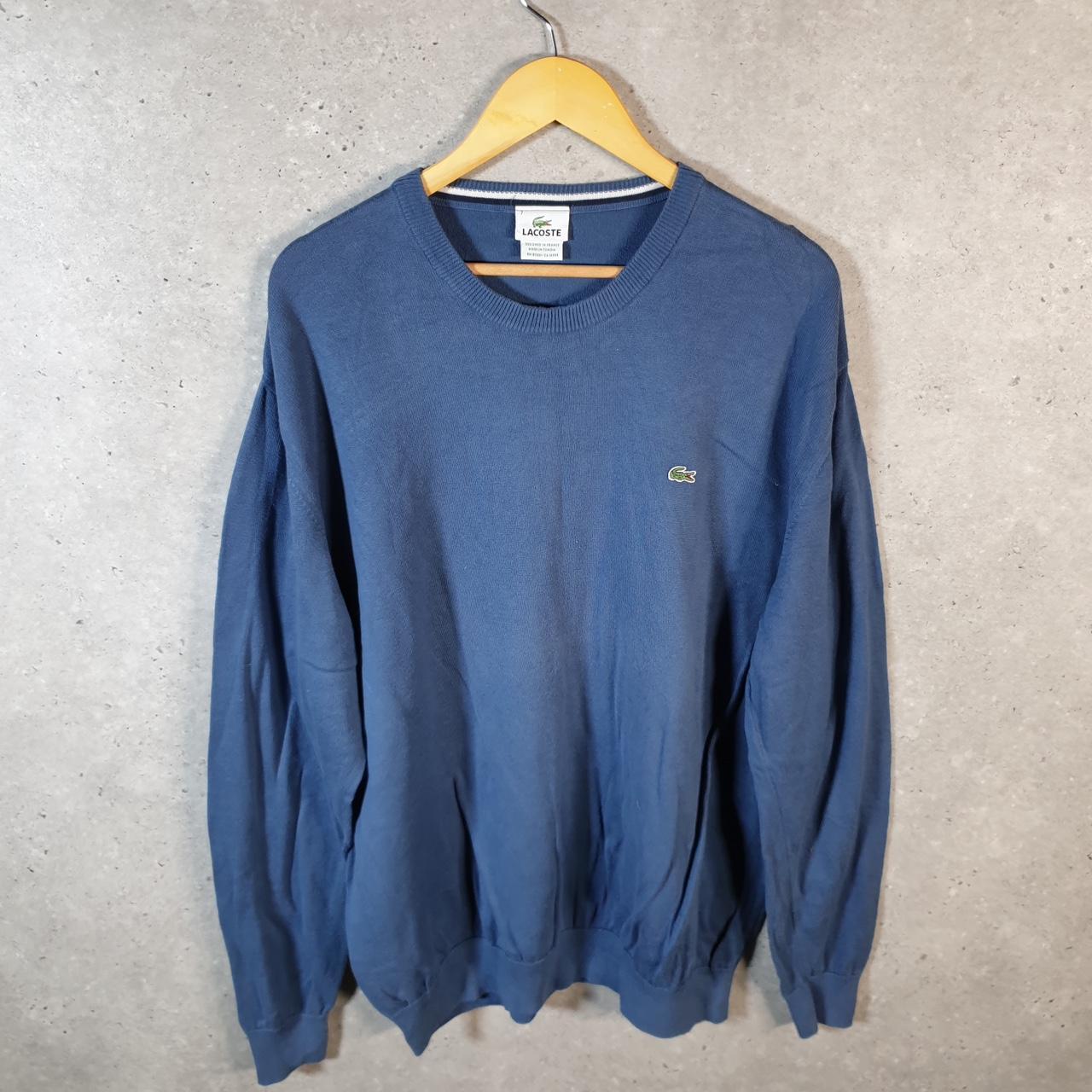 Vintage Lacoste Sweatshirt Men’s XL Blue Pullover Logo Y2K Jumper Logo Casual