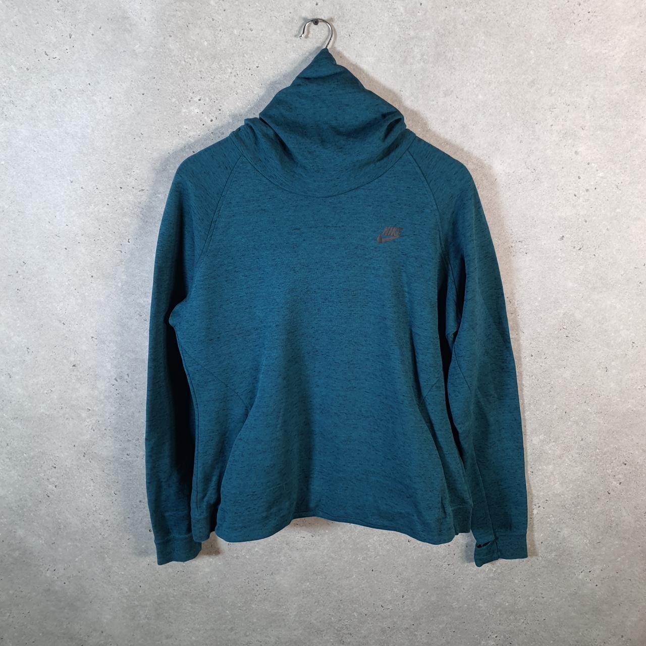 Vintage Nike Club Hoodie Womens XL Blue Turtle Neck Swoosh Y2K Pullover