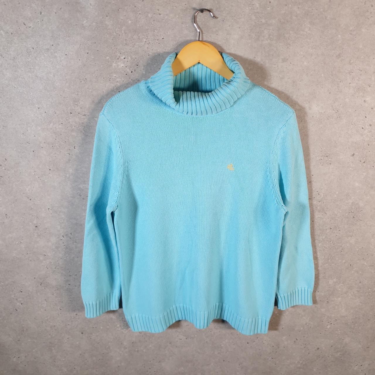 Vintage Ralph Lauren Polo Knit Sweater Womens XL Blue Cotton Pullover