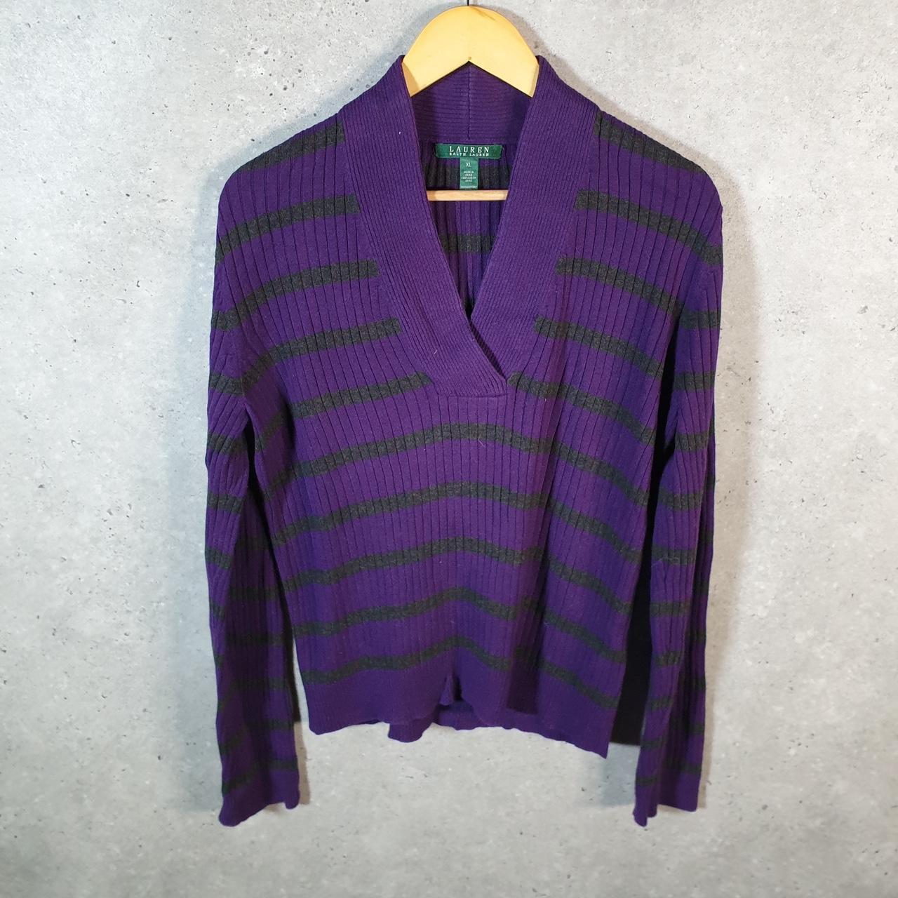 Vintage Ralph Lauren Polo Knit Sweater Womens XL Purple Cotton Pullover