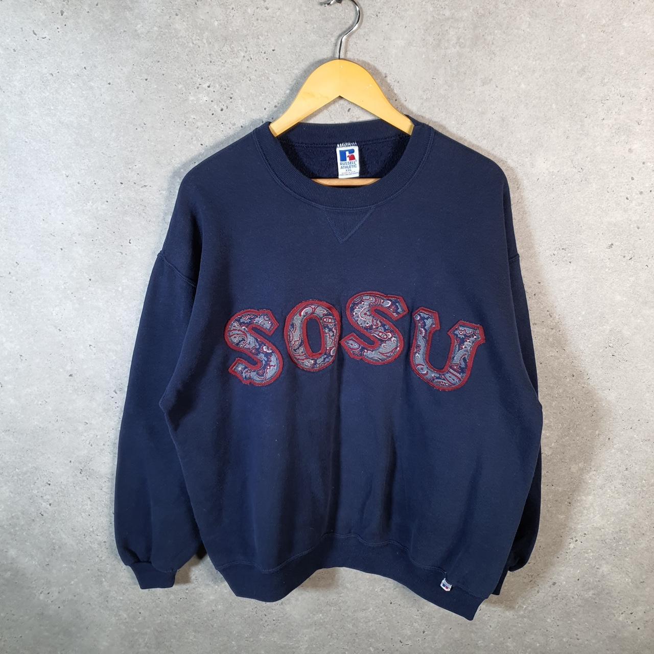 Vintage Russell Athletic Made In USA Sweatshirt Men’s 2XL Navy Blue USA SOSU