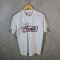 Vintage Fruit of the Loom Cheer USA 90s Graphic Single Stitch T Shirt Men’s Medium White C9470