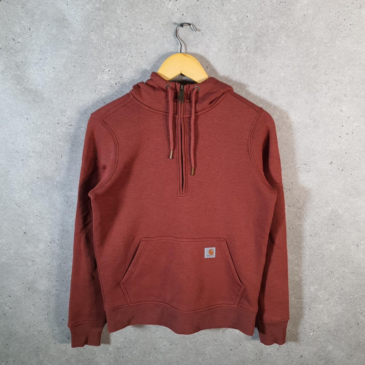 Vintage Carhartt Hoodie Womens XS burgundy Pullover Blank Sweatshirt USA Relaxed Fit