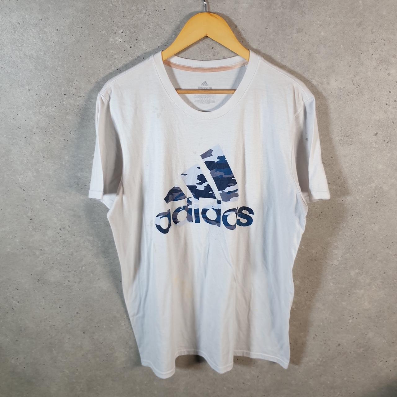 Vintage Adidas Go to Perfomance Tee T Shirt Mens XL White Three Stripes Logo Athletic