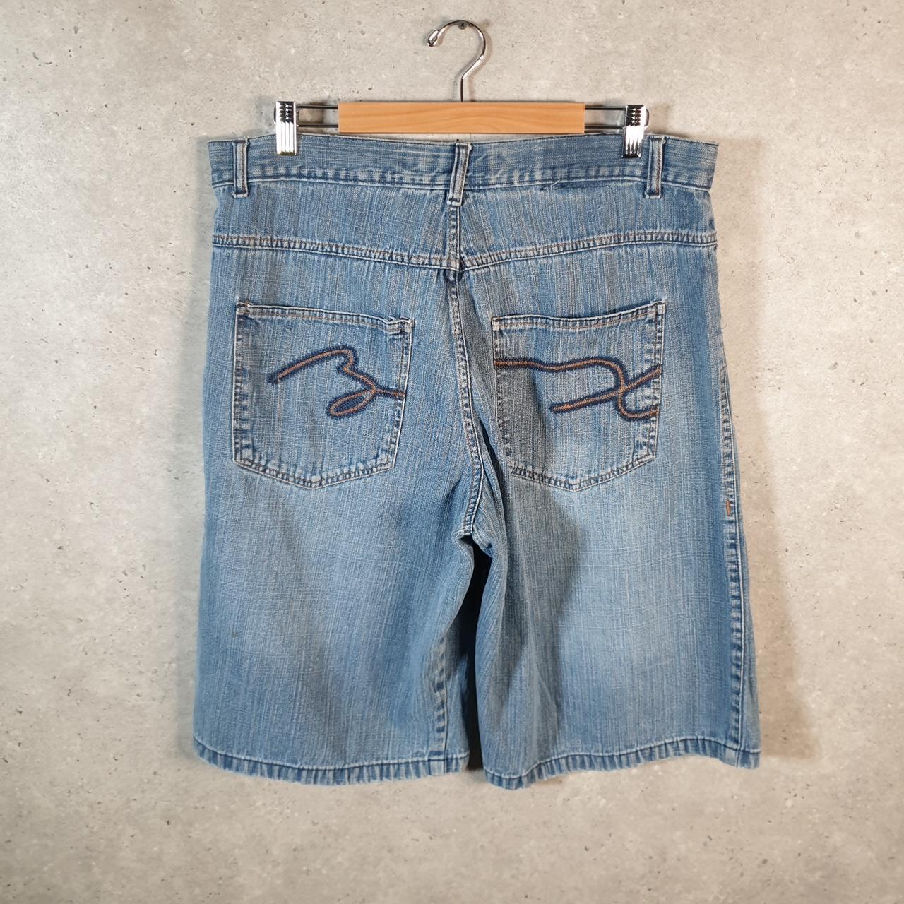 Vintage Brooklyn Express Baggy Y2K Hip Hop Jeans Shorts Jorts Mens W38 Blue Denim USA Big Fish Vintage
