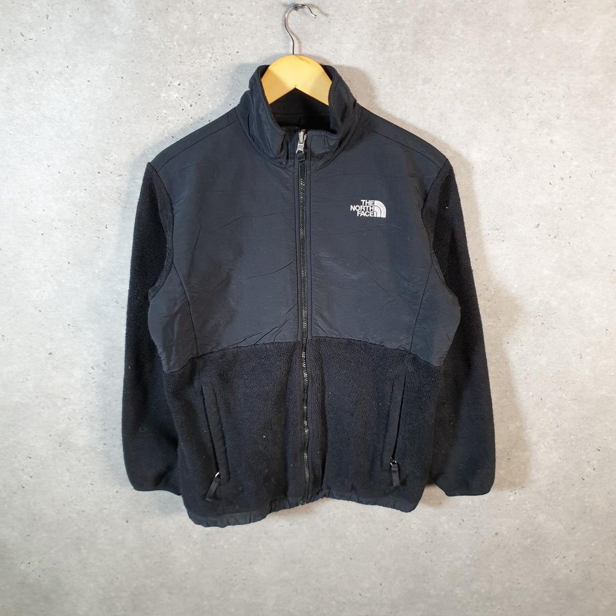 Vintage The North Face TNF Teddy Fleece Sweatshirt  Girls XL Black Full Zip Logo