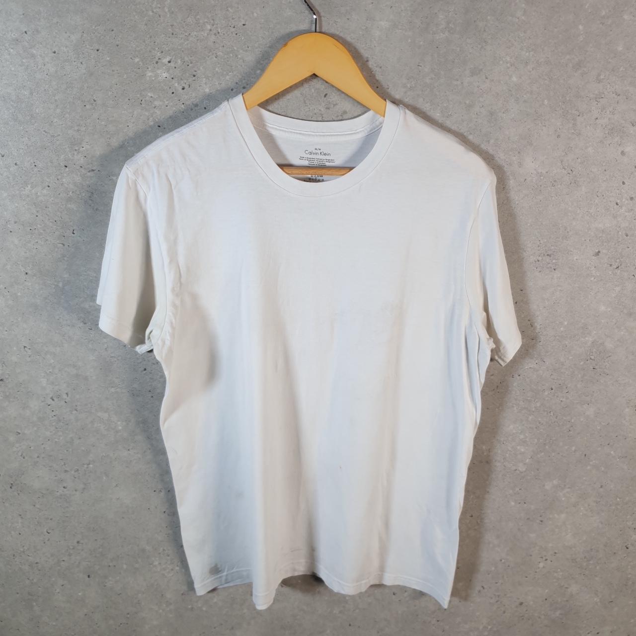 Vintage Calvin Klein Graphic T Shirt Men’s Medium White Regular Fit Spellout Logo