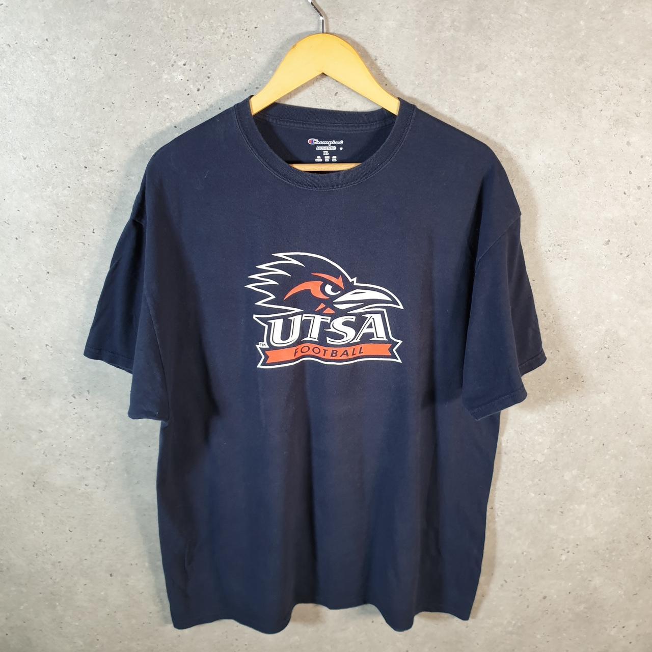 Vintage Champion UTA Football Spellout T Shirt Men’s XL Navy Blue USA Athletic
