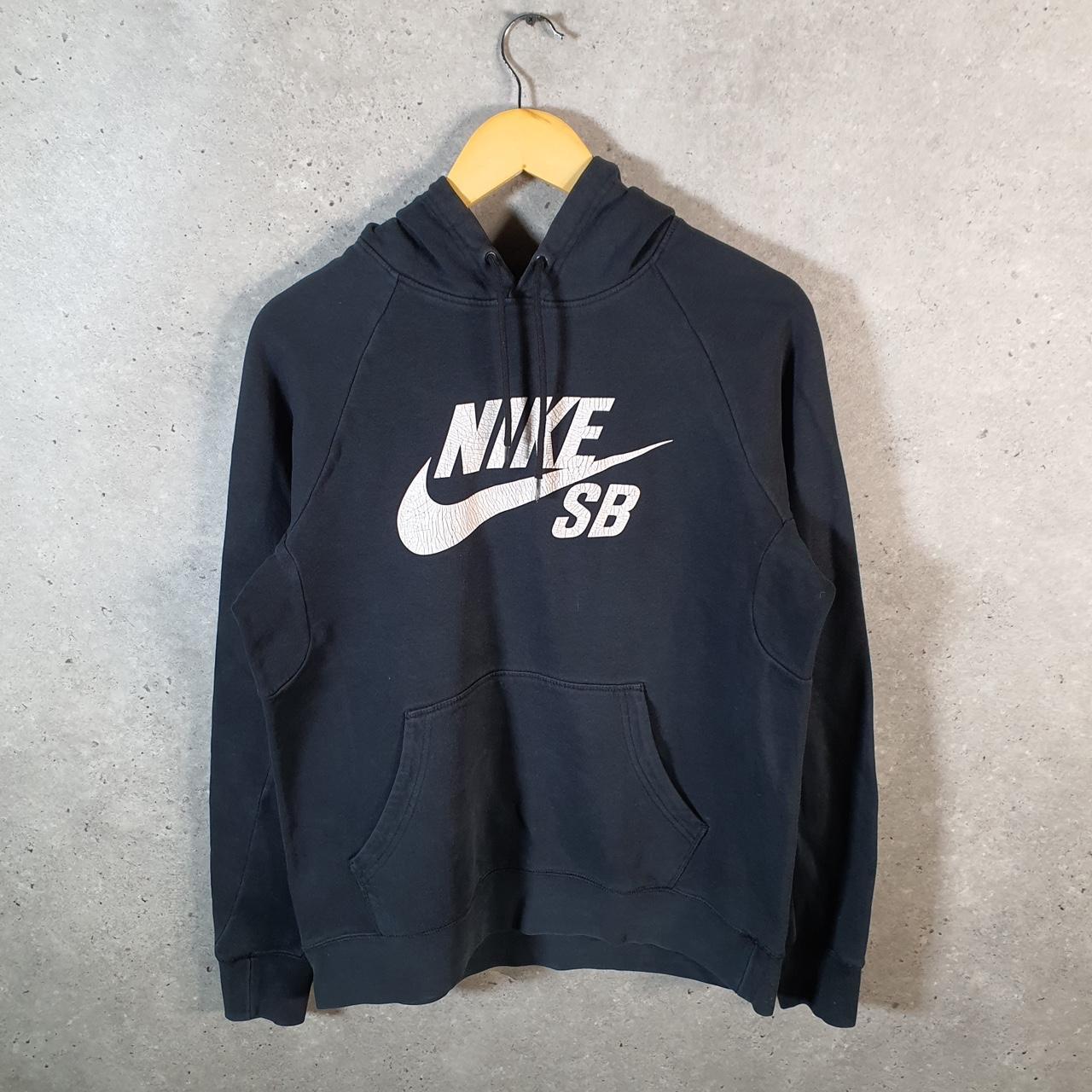 Vintage Nike SB Hoodie Mens Medium Slim Black Swoosh Y2K Pullover Logo