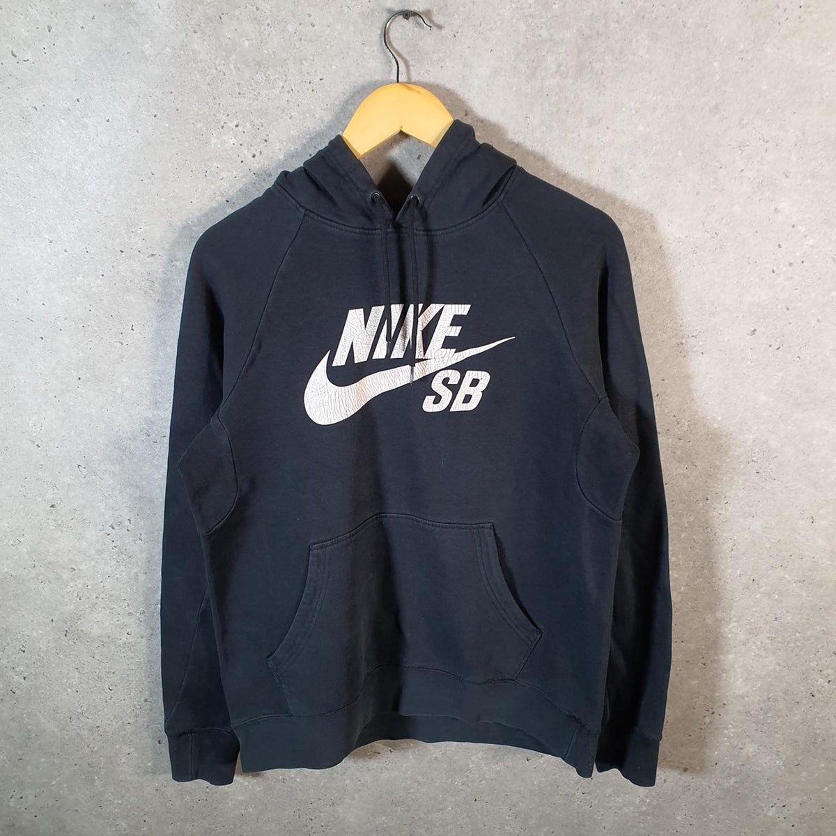 Vintage Nike SB Hoodie Mens Medium Slim Black Swoosh Y2K Pullover Logo