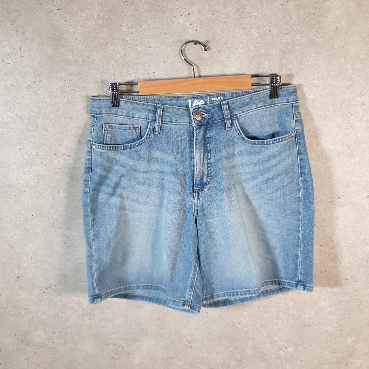 Vintage Lee Baggy Shorts Jorts Cargo Womens W32 Blue Relaxed Denim
