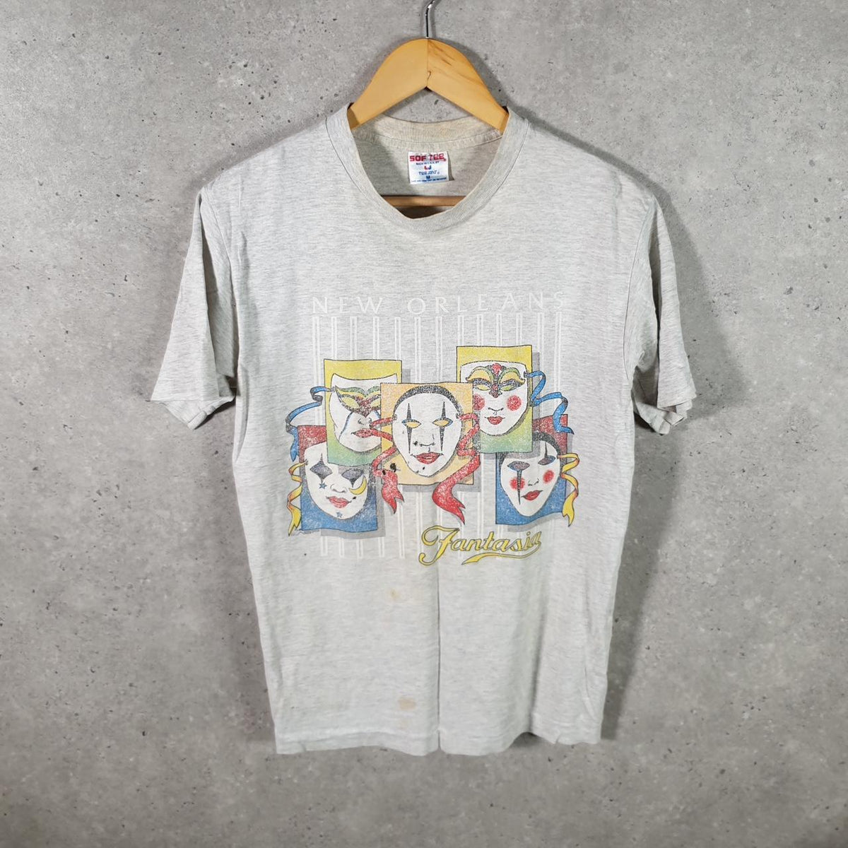 Vintage Sof Tee TeeJays New Orleans Fantasia Single Stitch T Shirt Men’s Medium Grey Big Fish Vintage