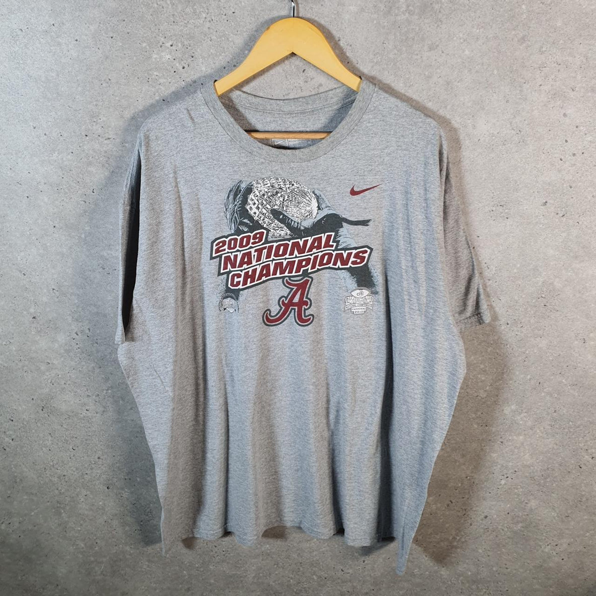 Vintage Nike Team 2009 Alabama Crimson Tide T Shirt Men’s 2XL Grey Swoosh Athletic