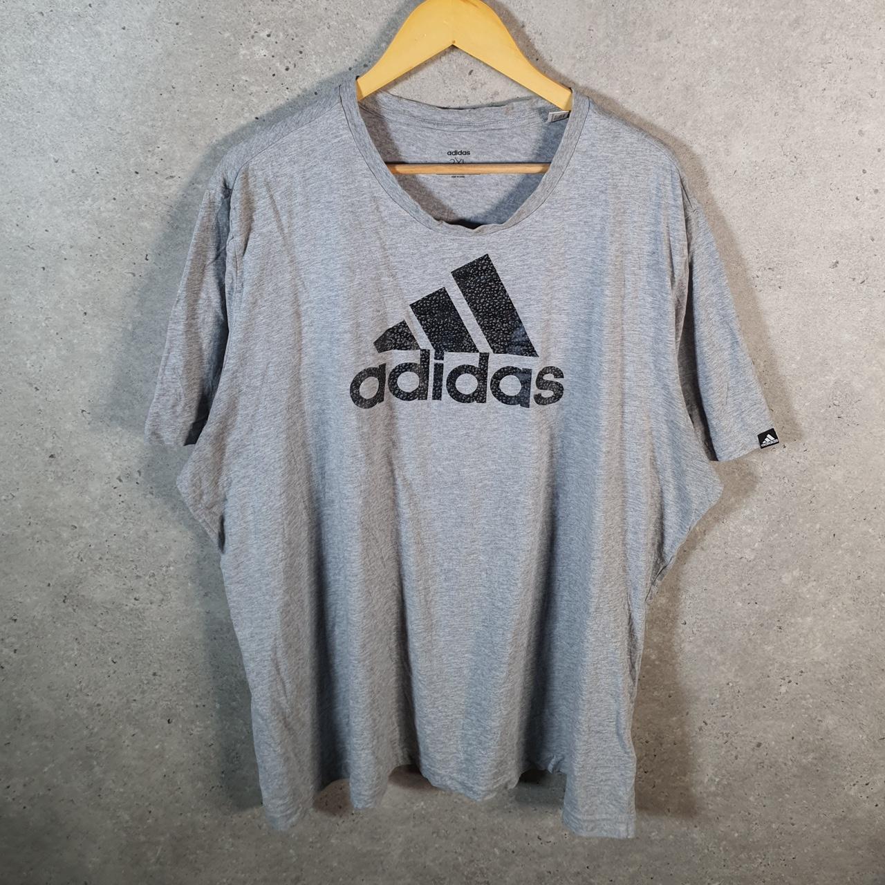 Vintage Adidas Spellout T Shirt Men’s 2XL Grey Three Stripes Logo Athletic