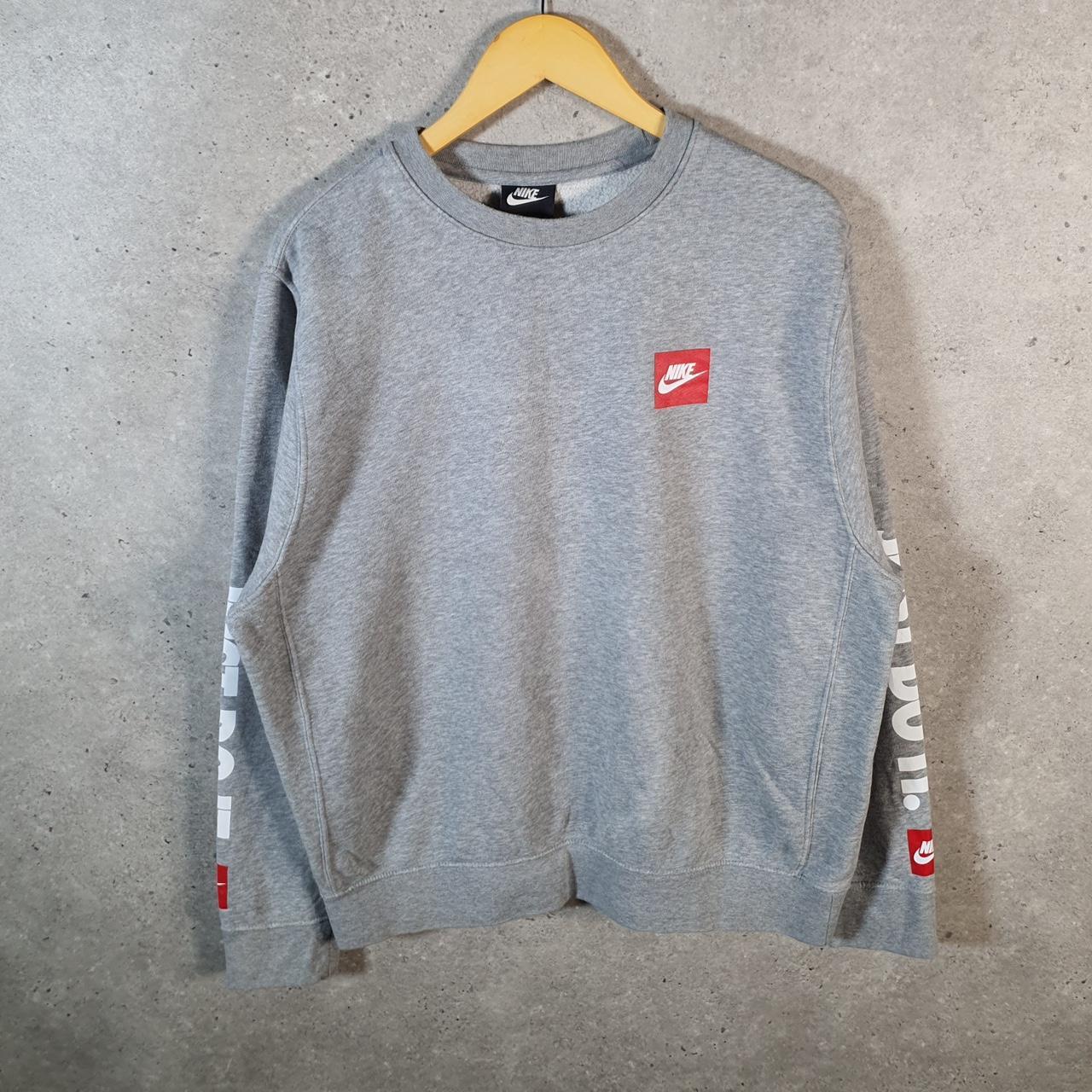 Vintage Nike Club Just Do It Sweatshirt Men’s Large Grey Swoosh Y2K Pullover Logo