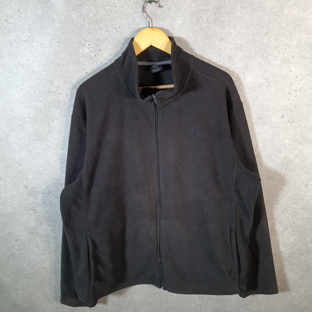 Vintage Starter Full Zip Fleece Sweatshirt Mens XL Black Logo Winter