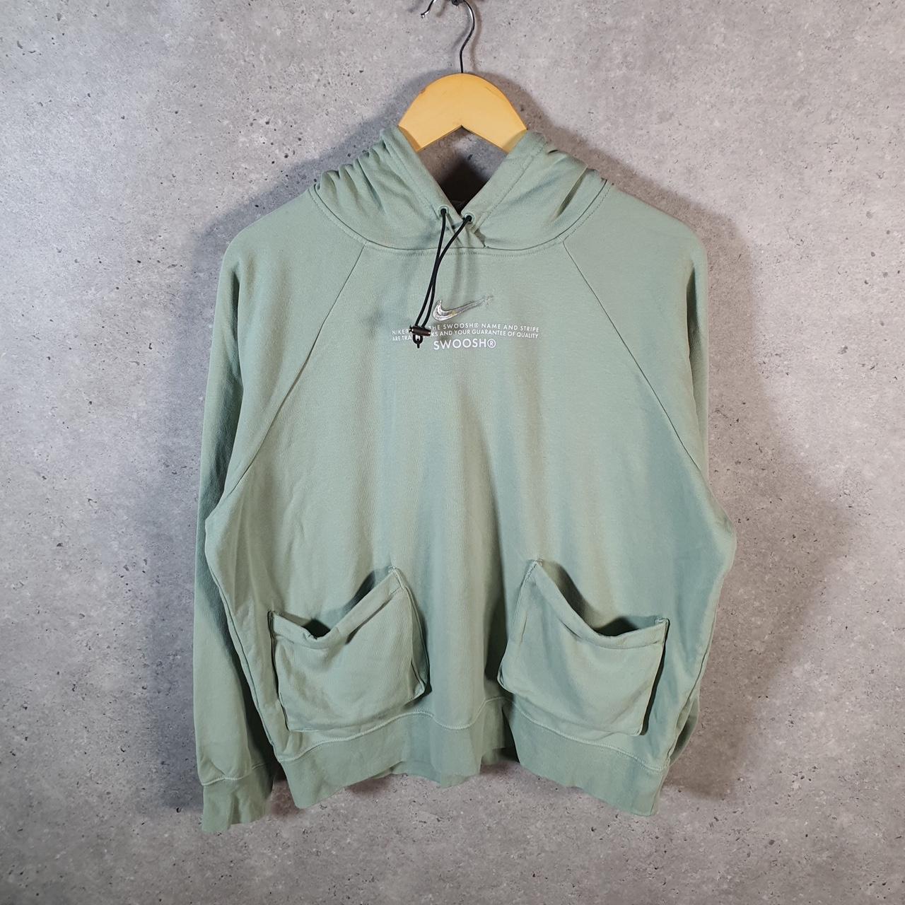 Vintage Nike Utility Army Club Hoodie Womens Medium Green Swoosh Y2K Pullover Logo