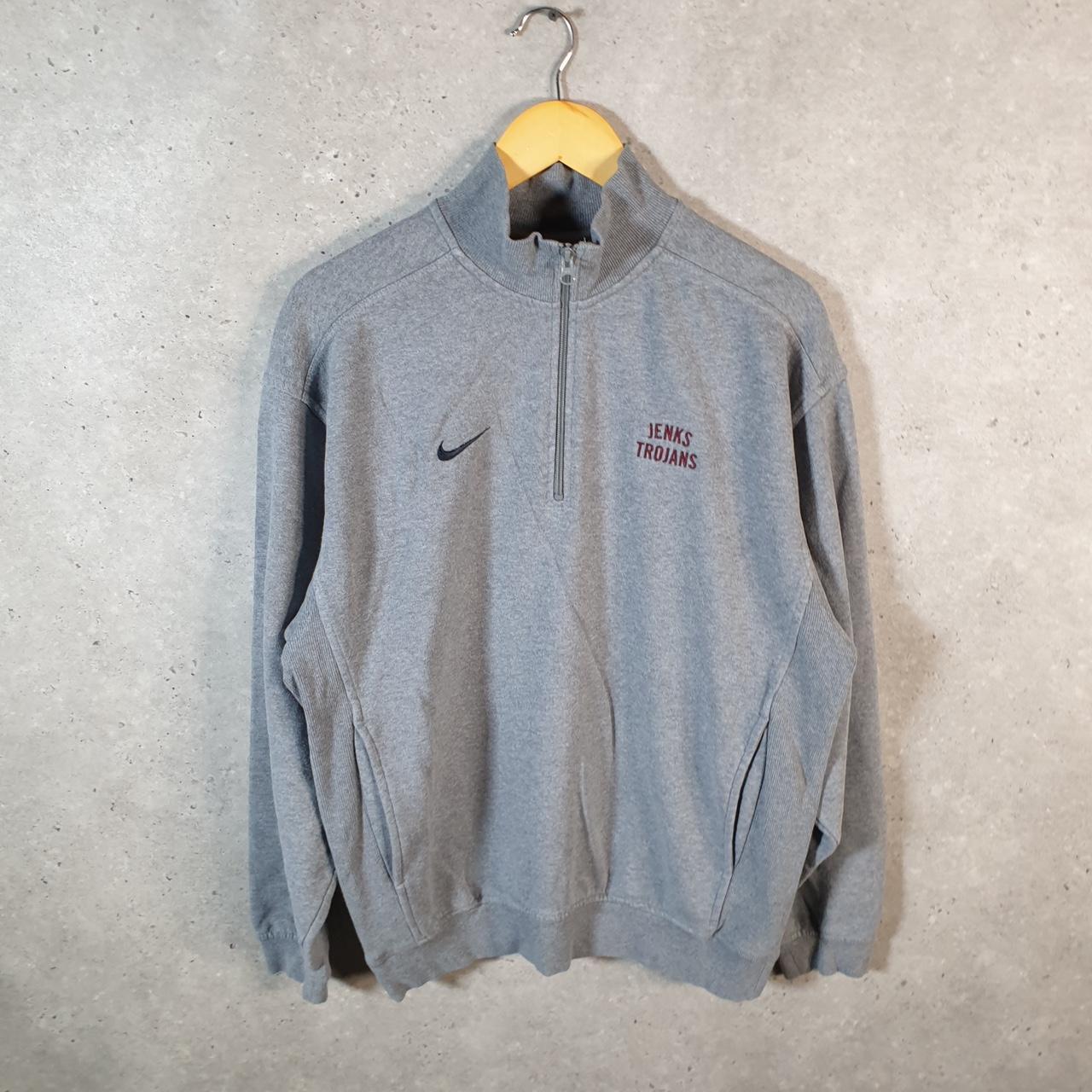 Vintage Nike 1/4 Zip Embroidered Sweatshirt Men’s Small Grey Swoosh Y2K Pullover