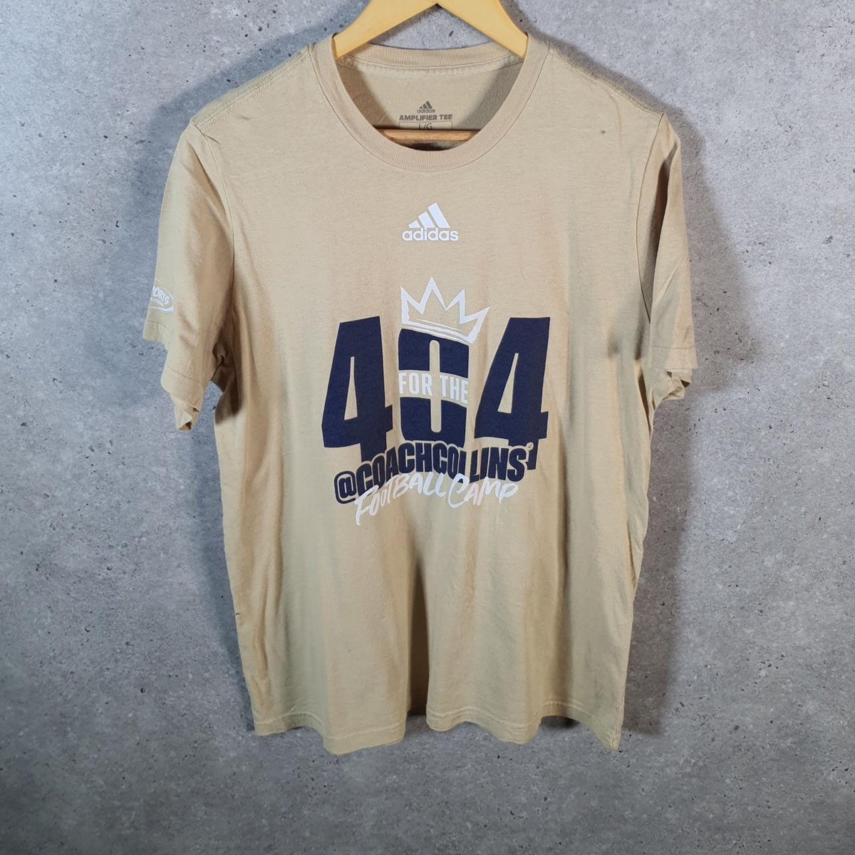 Vintage Adidas Amplifier Retro T Shirt Men’s Large Yellow Three Stripes Logo