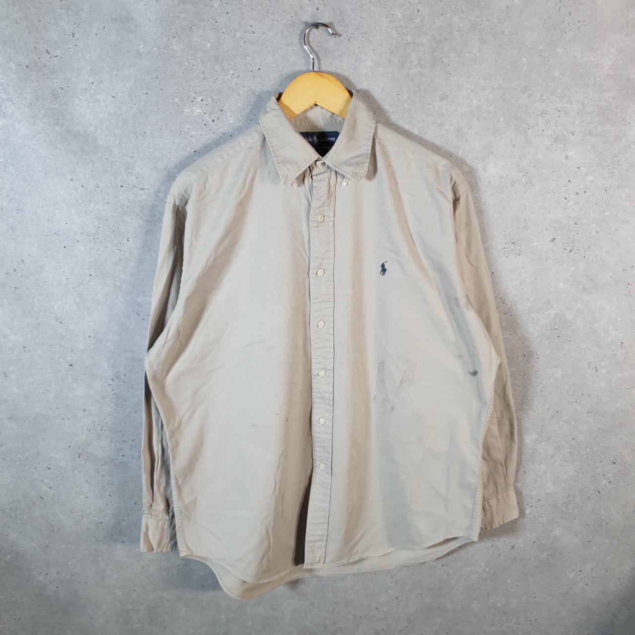 Vintage Ralph Lauren Button Down Shirt Men’s Medium Brown Blaire Fit Cotton Pony