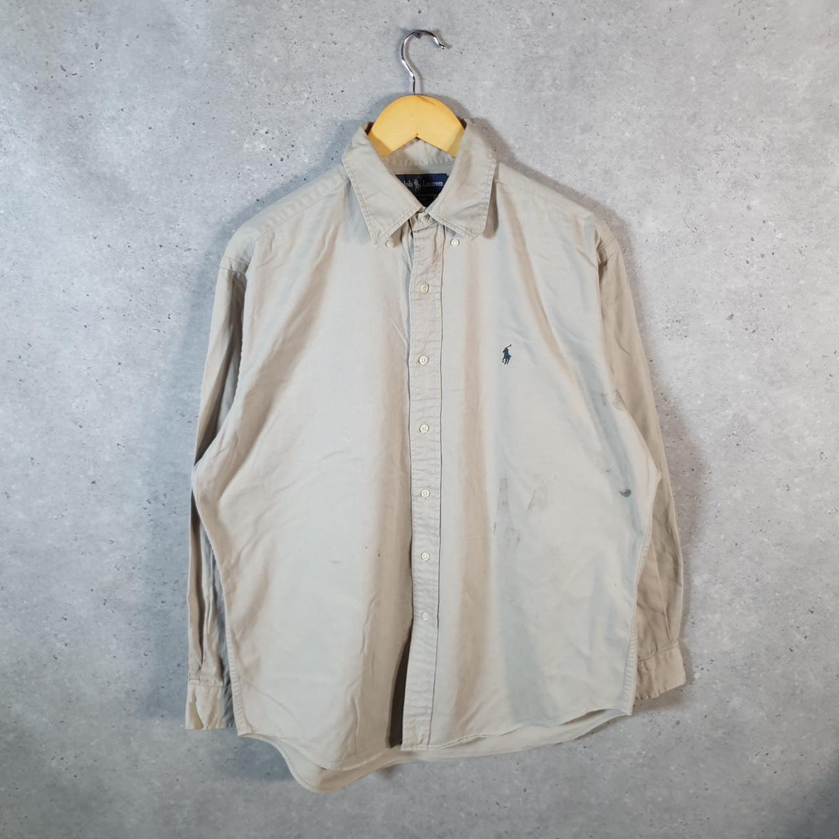 Vintage Ralph Lauren Button Down Shirt Men’s Medium Brown Blaire Fit Cotton Pony