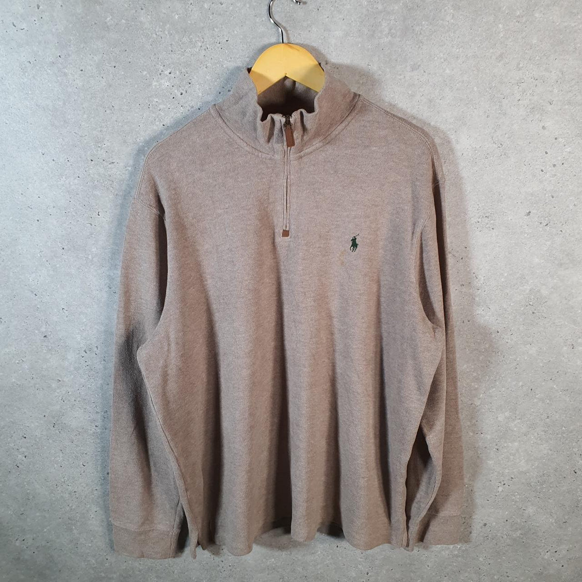 Vintage Ralph Lauren Polo 1/4 Zip Sweatshirt Men’s XL Beige Pullover Pony C8831