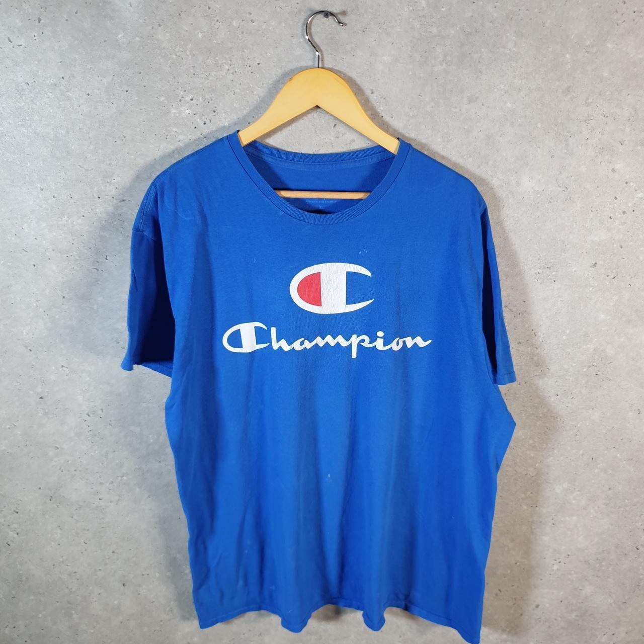 Vintage Champion Spellout T Shirt Men’s XL Blue USA Athletic