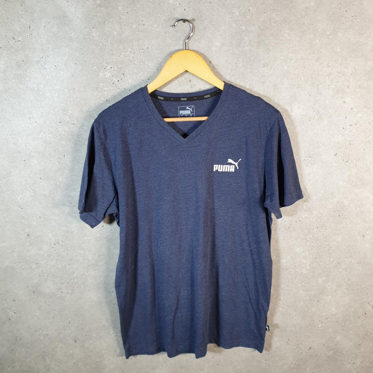 Vintage Puma Spellout T Shirt Men’s Medium Blue Logo Athletic C9875
