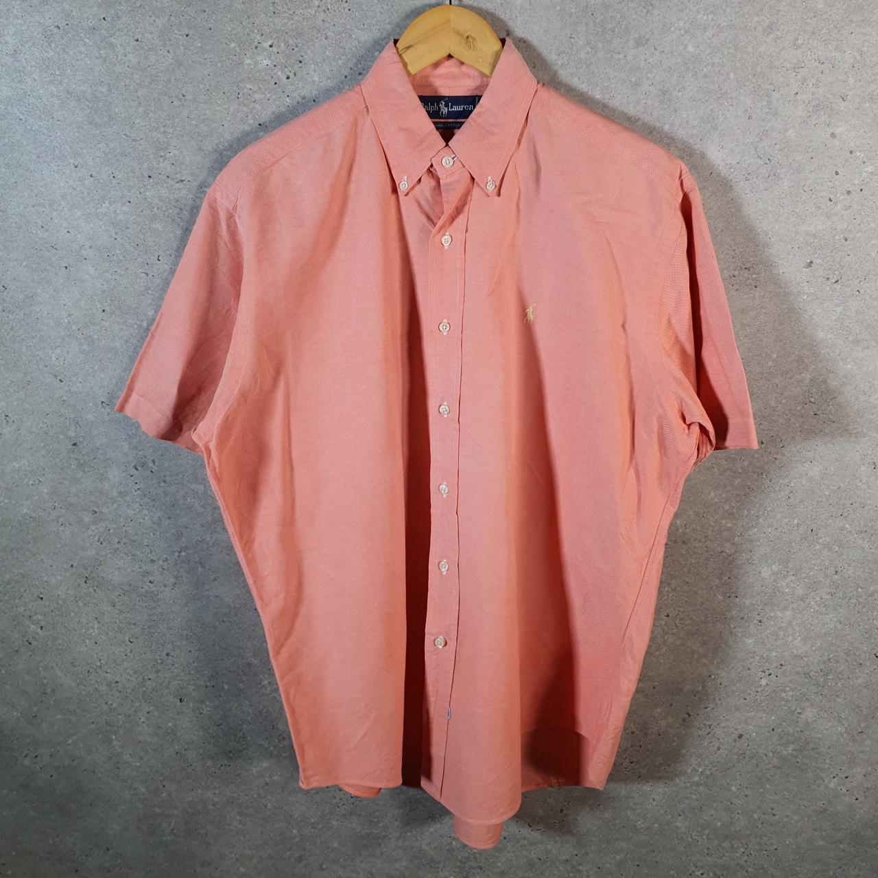 Vintage Ralph Lauren Button Down Shirt Men’s Medium Pink Classic Cotton Pony Casual Big Fish Vintage