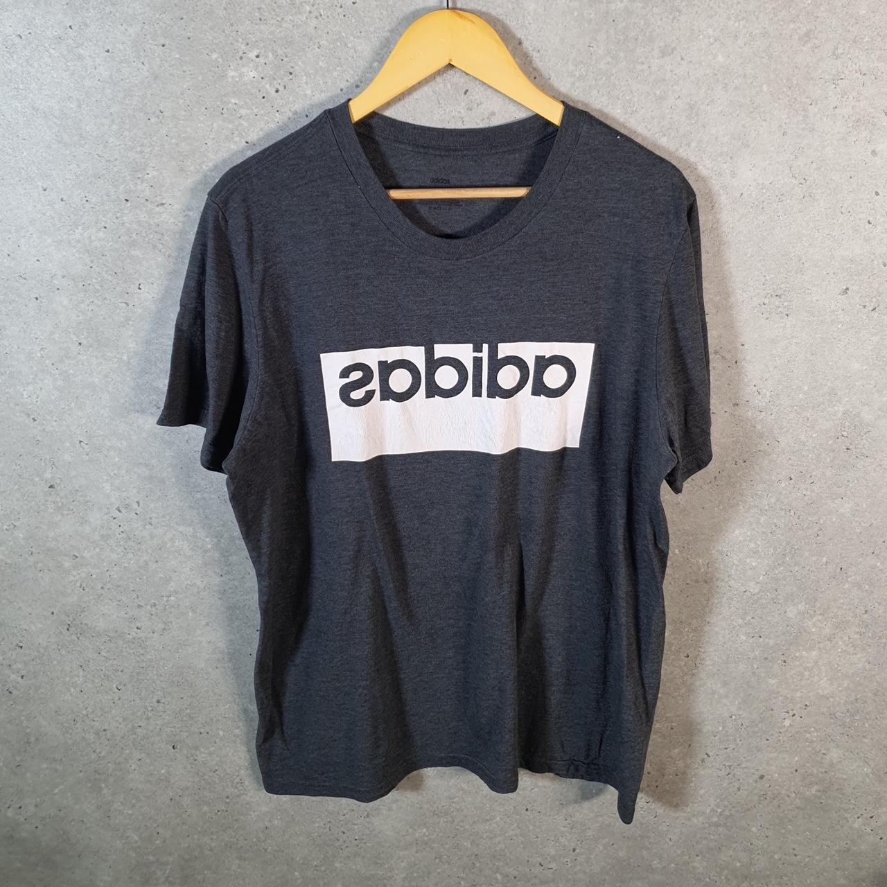 Vintage Adidas Spellout T Shirt Mens Large Grey Three Stripes Logo Athletic