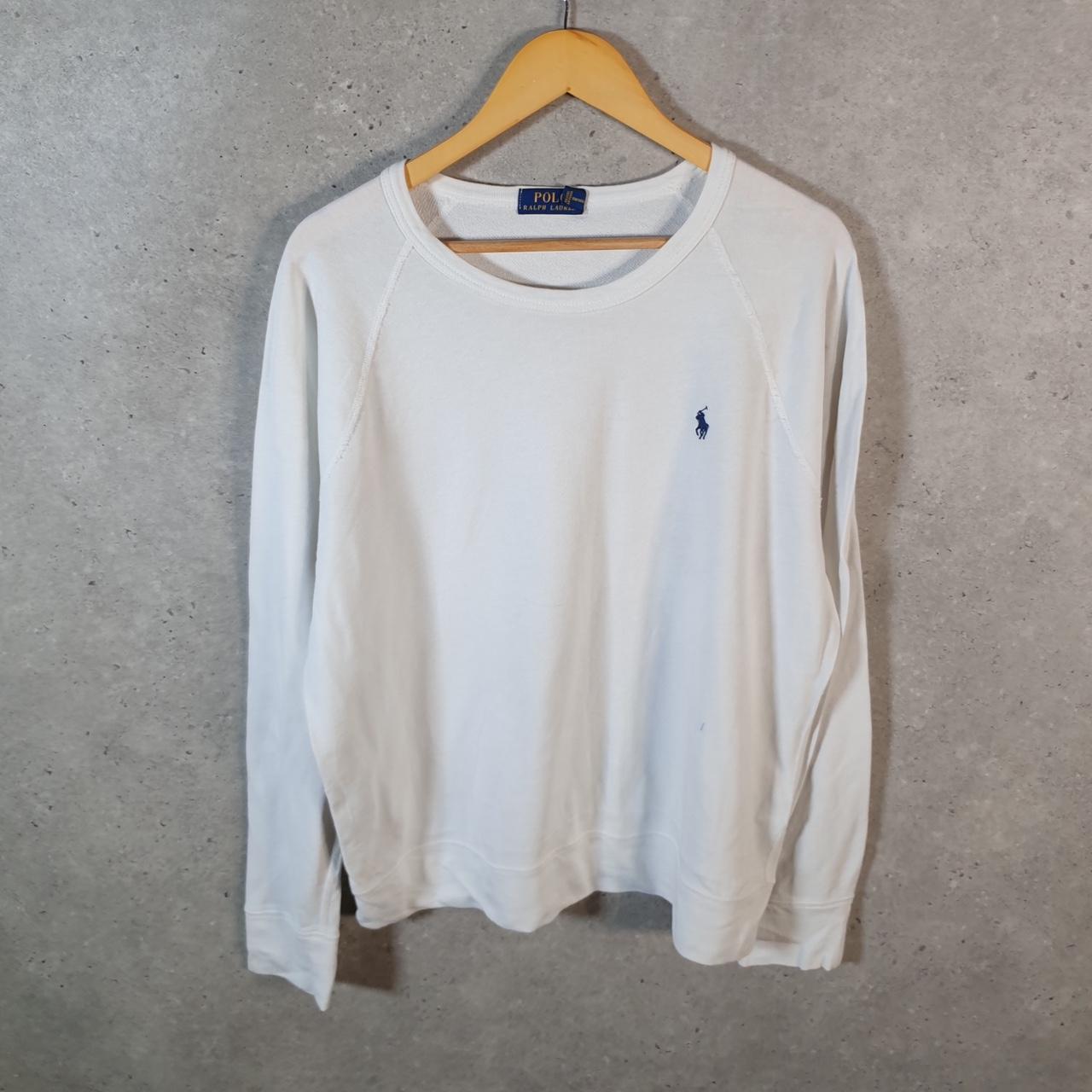 Vintage Ralph Lauren Polo Sweatshirt Men’s Large White Cotton Pullover Pony