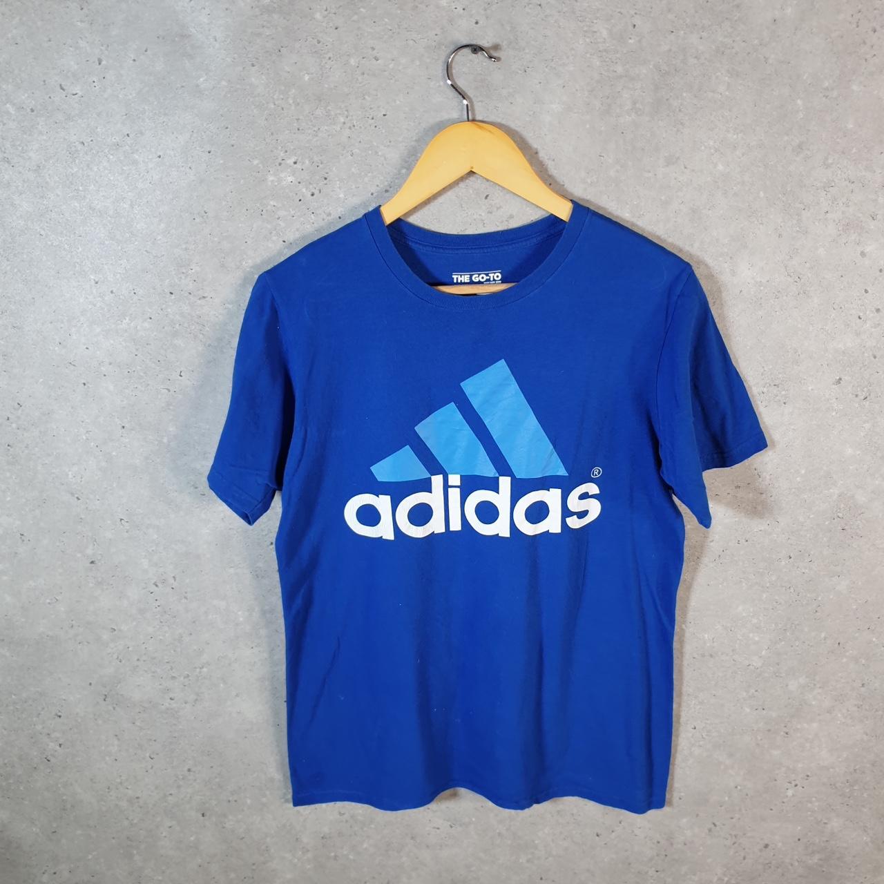 Vintage Adidas Go To Tee T Shirt Men’s Medium Blue Three Stripes Logo Athletic