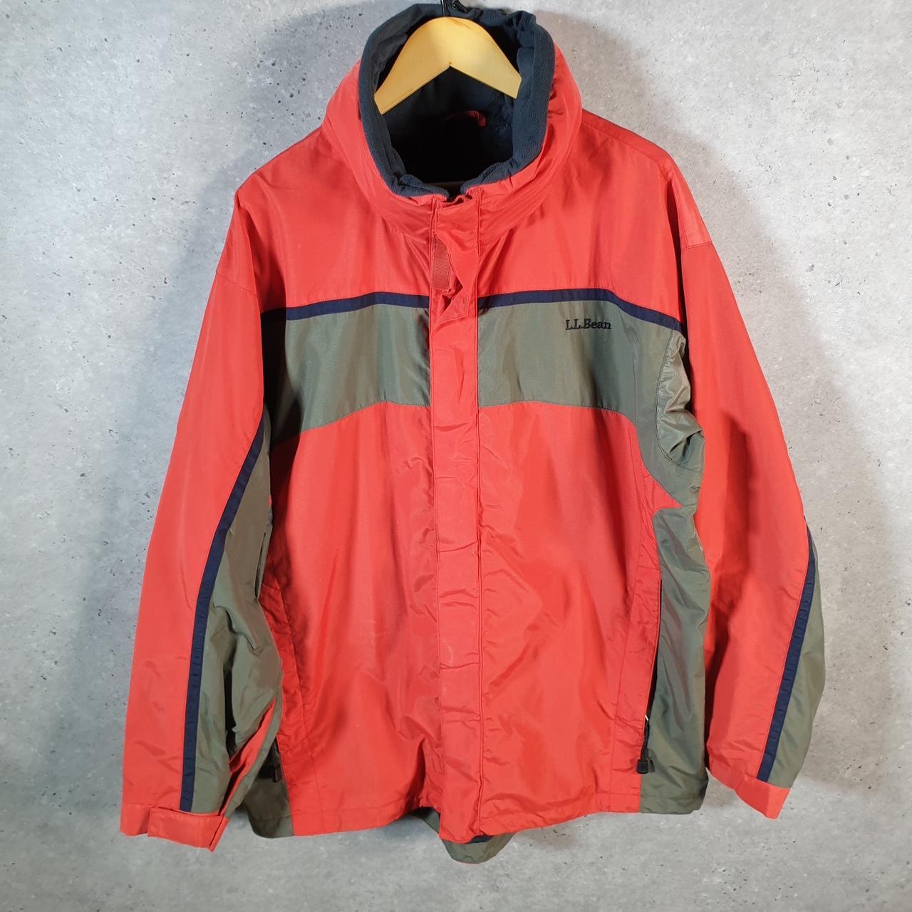 Vintage L.L. Bean GoreTex Outdoors Nylon Jacket Mens Large Red Full Zip Waterproof