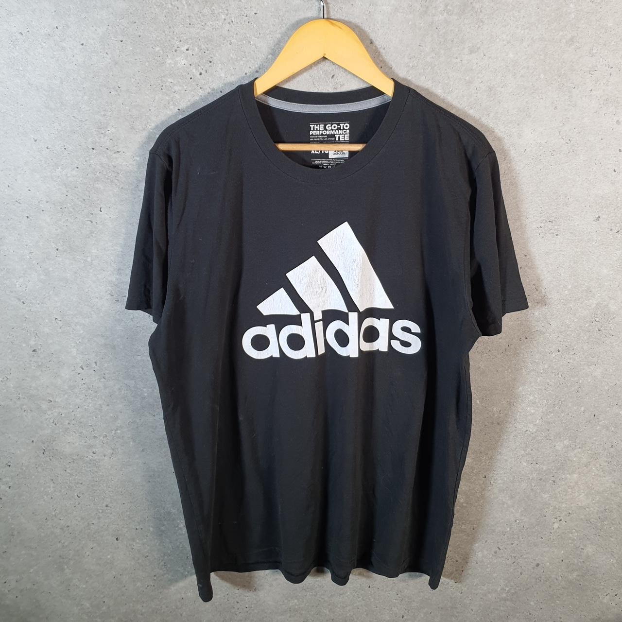 Vintage Adidas Go To Performance T Shirt Men’s XL Black Three Stripes Logo Athletic