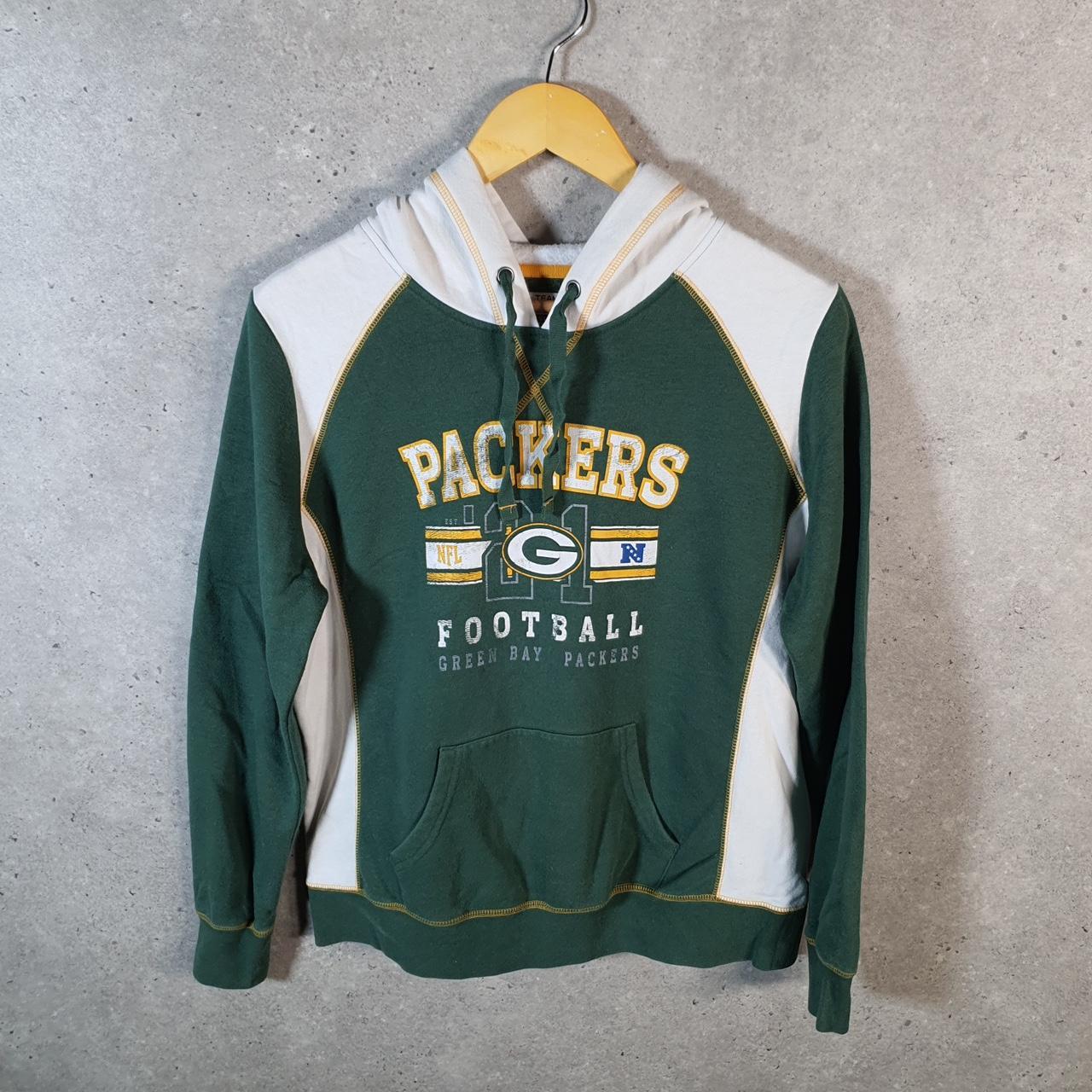 Vintage NFL Green Bay Packers Hoodie Womens L Green Pullover USA Pro Sport
