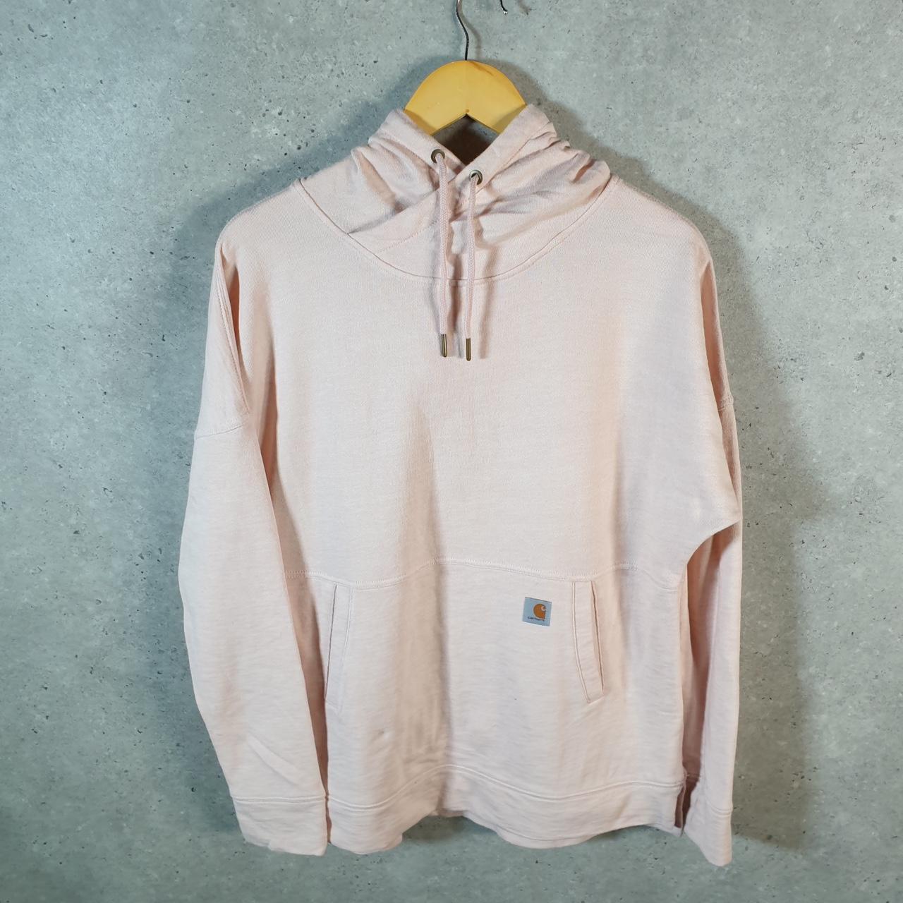 Vintage Carhartt Hoodie Womens Medium Pink Pullover Blank Sweatshirt USA Relaxed Fit