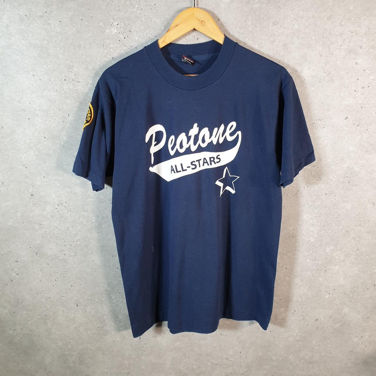 Vintage Fruit of the Loom Peotone All Stars USA 90s Single Stitch T Shirt Men’s Large Blue C8106