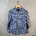 Vintage Ralph Lauren Button Down Shirt Womens XL Blue Checkered Cotton Pony