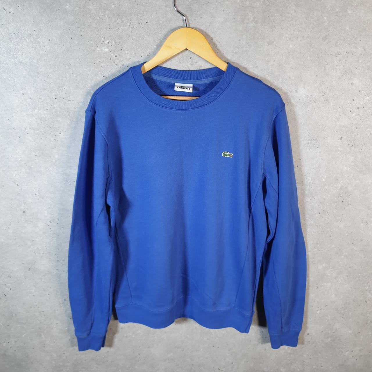 Vintage Lacoste Sweatshirt Men’s Medium Blue Pullover Logo Y2K Jumper Logo