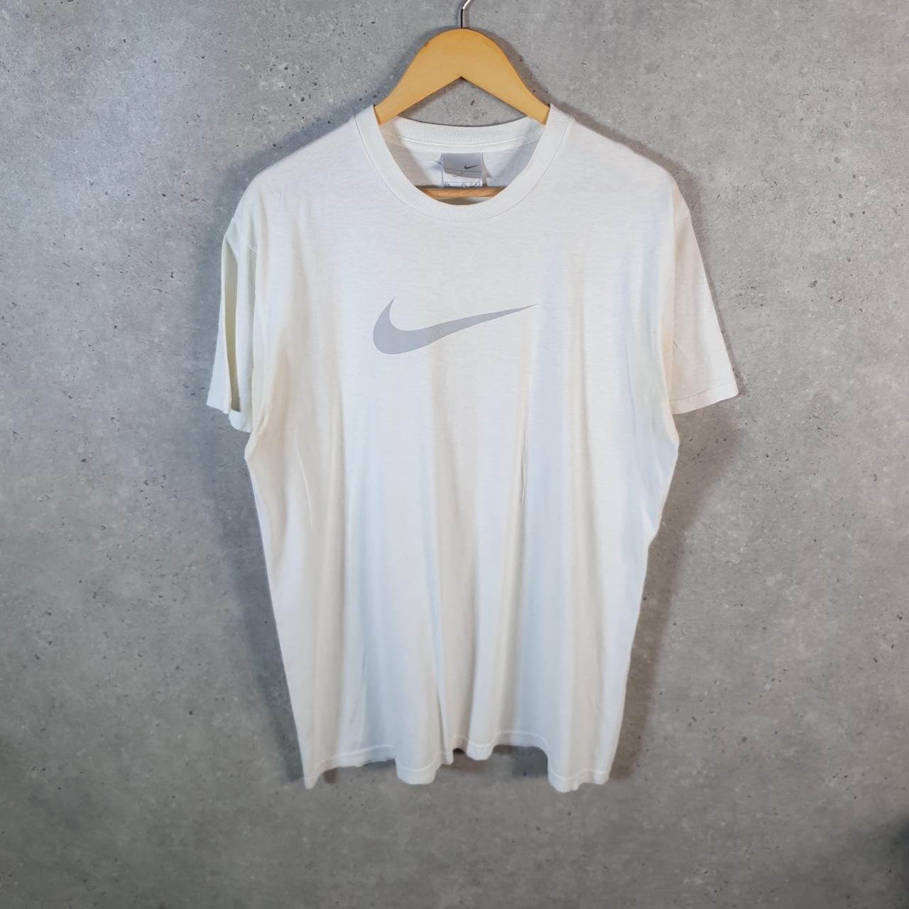 Vintage Nike 90 Swoosh T Shirt Shirt Men’s Large White Logo Athletic C9938