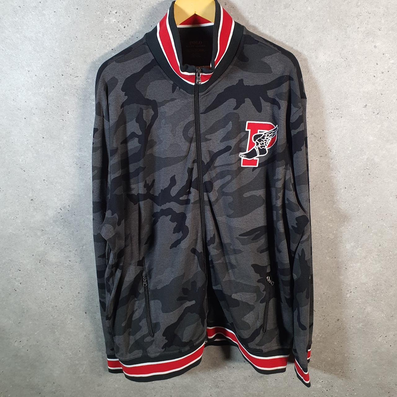 Vintage Ralph Lauren Polo P Crest Badge Sweatshirt Men’s 2XL Grey Cotton Full Zip Pony